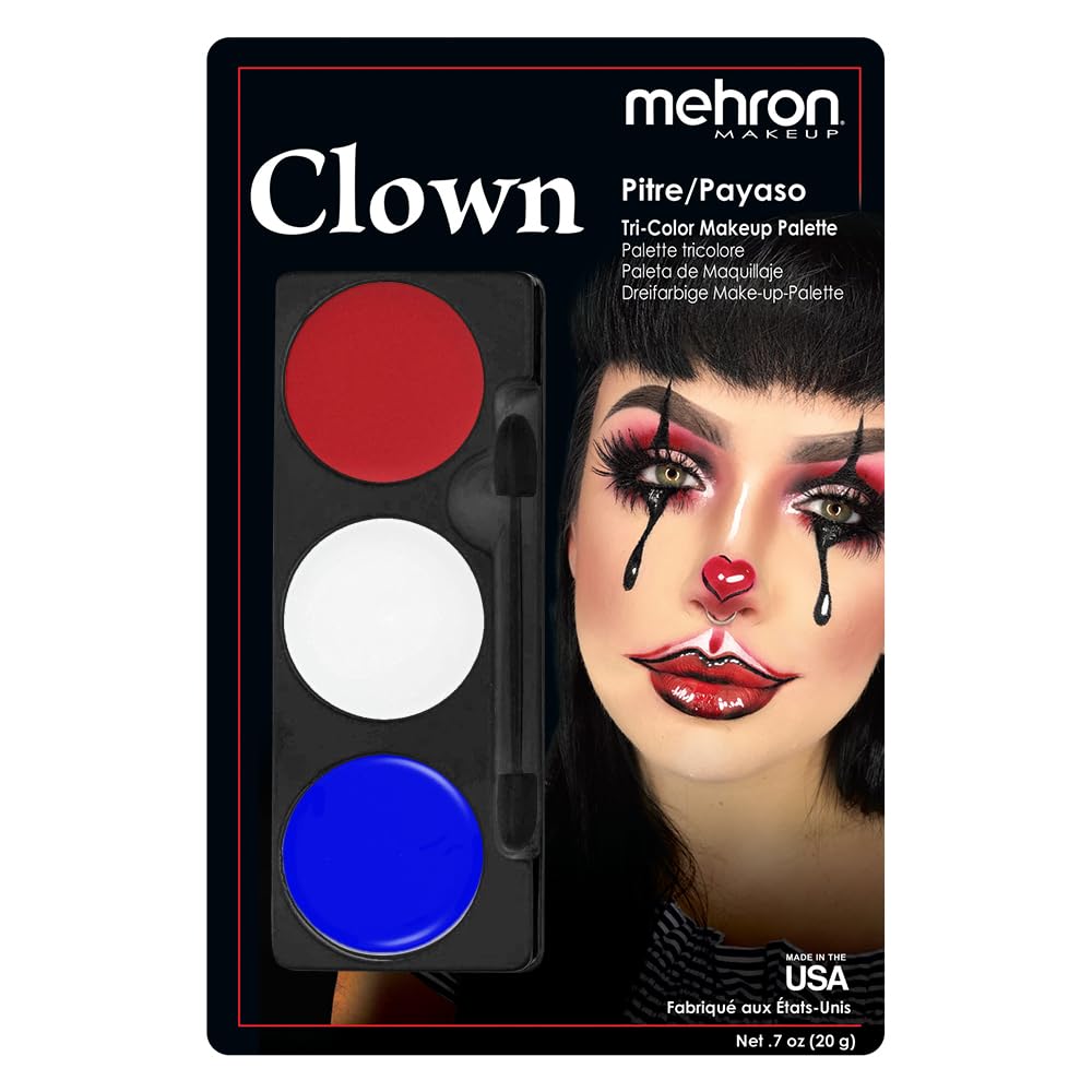 Mehron Makeup Tri-Color Character Makeup Palette | Halloween, Special Effects and Theater Cream Makeup FX Palette | Face Paint Makeup .7 oz (20 g) (CLOWN)