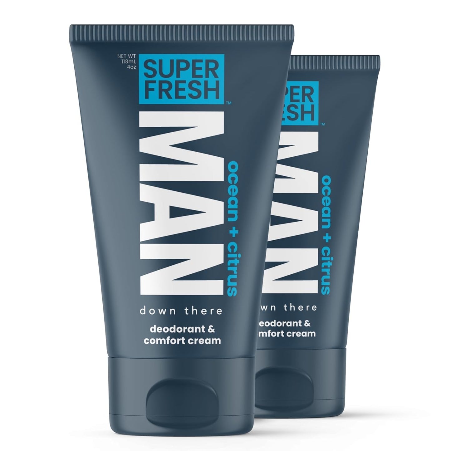Super Fresh Ball Deodorant Lotion for Men Aluminum Free Hygiene Cream for Groin Butt and Body Controls Odor Reduces Chafing Twin Pack 4 oz Tubes for Daily Freshness Comfort and Sweat Protection