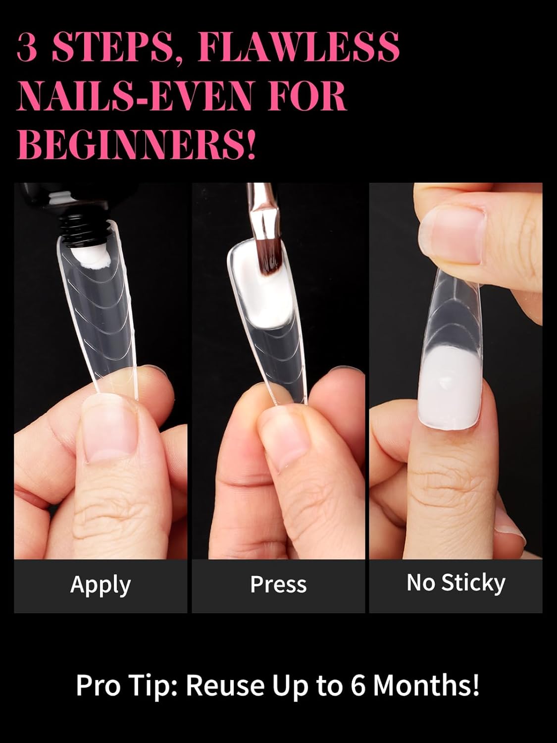 EBANKU Dual Nail Forms for Poly Extension Gel, 288 PCS Nail Forms Reusable Acrylic Nail Molds Sets, 12 Sizes Nail Extension Forms for Builder Gel Manicure Nail Art Design Salon DIY