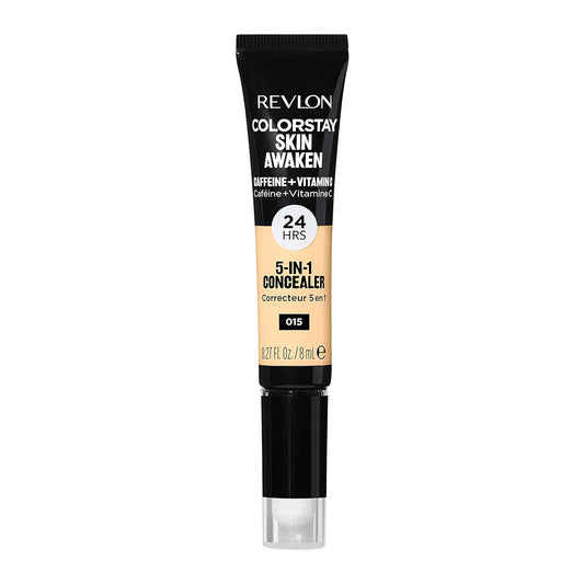 Revlon ColorStay Skin Awaken 5-in-1 Concealer, Lightweight, Creamy Longlasting Face Makeup with Caffeine & Vitamin C, For Imperfections, Dark Circles & Redness, 015 Light, 0.27 fl oz