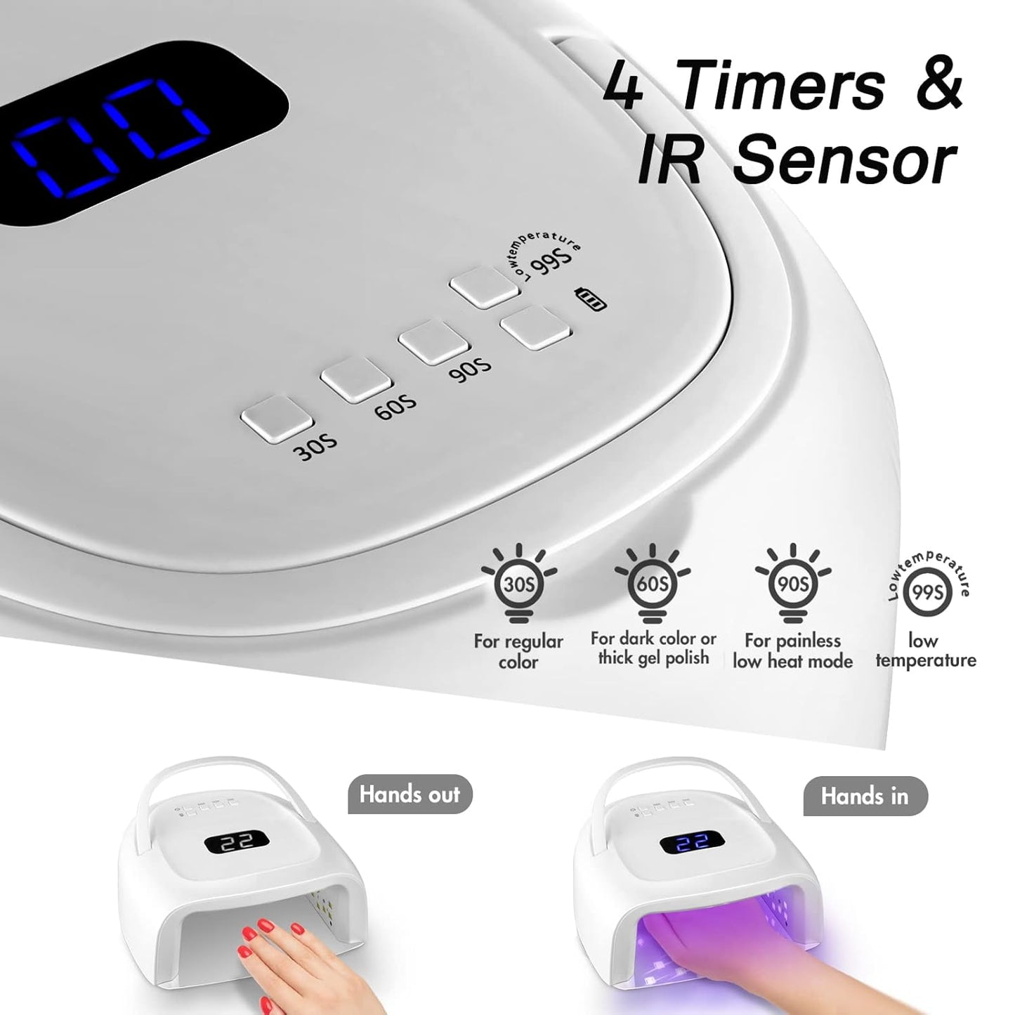 60W Rechargeable UV LED Nail Lamp, Faster Wireless Nail Dryer Gel Polish Light 42 Beads & Portable Handle, Professional Curing Lamp For Fingernail and Toenail, Auto Sensor & Quick Dry Nail Machine