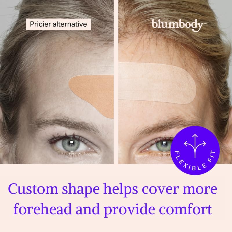 Blumbody Forehead Wrinkle Patches - Anti Wrinkle Facial Patches to Smooth Eyes & Forehead Wrinkles - Non-Silicone Face Tape for Fine Wrinkles between Eyes & Face - 50 Patches (Up to 60 day supply)