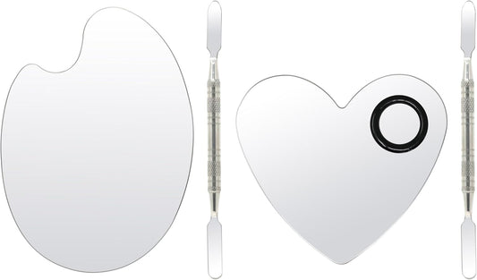 yueton 2SET Stainless Steel Color Palette Makeup Mixing Palette Nail Tools Palette Metal Foundation Makeup Palette for Beauty Color Matching Tools