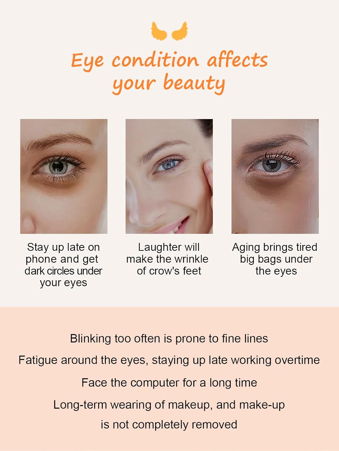 Vitamin C Under Eye Masks for Dark Circles, 6 Pairs Gel Crystal Eye Pads Under Eye Patches for Melanin, Hydrate Shiny Eye Skin, for Dark Circles, Bags, Fine Lines, Eye Tail Winkles (Orange)