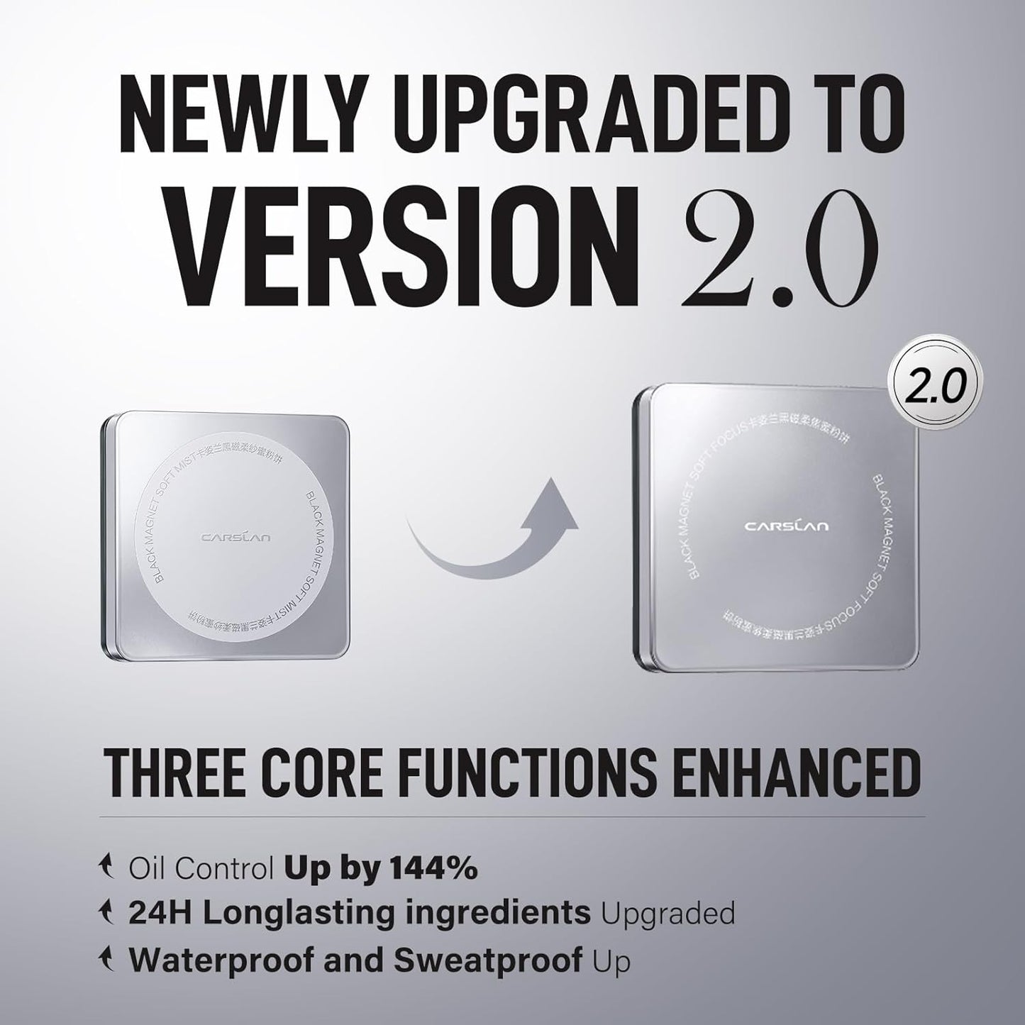 2.0 Black Magnet Soft Focus Powder, Waterproof Translucent Pressed Setting Powder, 24H Longlasting Talc-Free Face Powder, Oil Control Compact Makeup,04 Light Beige For Dry&Com Skin, 0.28Oz