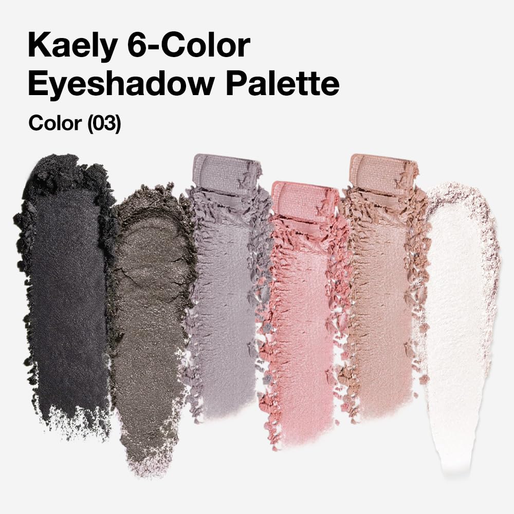 Kaely 6 Color Mini Nude Eyeshadow Palette Makeup, Highly Pigmented Eye Shadow Palette Waterproof, Natural Glitter Shimmer Eye Shadow Palette, paleta de sombras de ojos, Vegan & Cruelty-free, 03