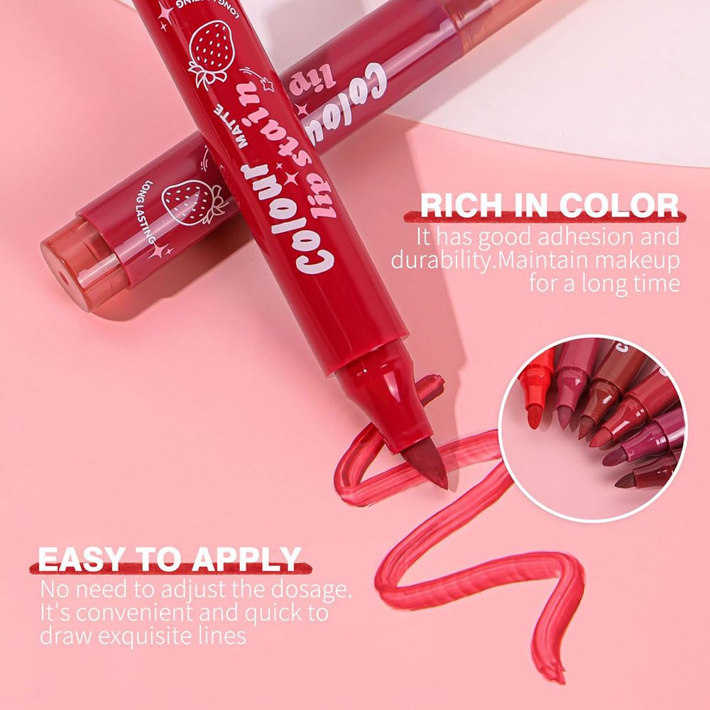 Lip Stain, Waterproof lip tint, Matte Color Look, Longlasting All Day Wear Lip Color, Smudge Proof Natural Finish, Precise Chisel Tip Marker,non sticky lip gloss,kiss proof lip color 04#