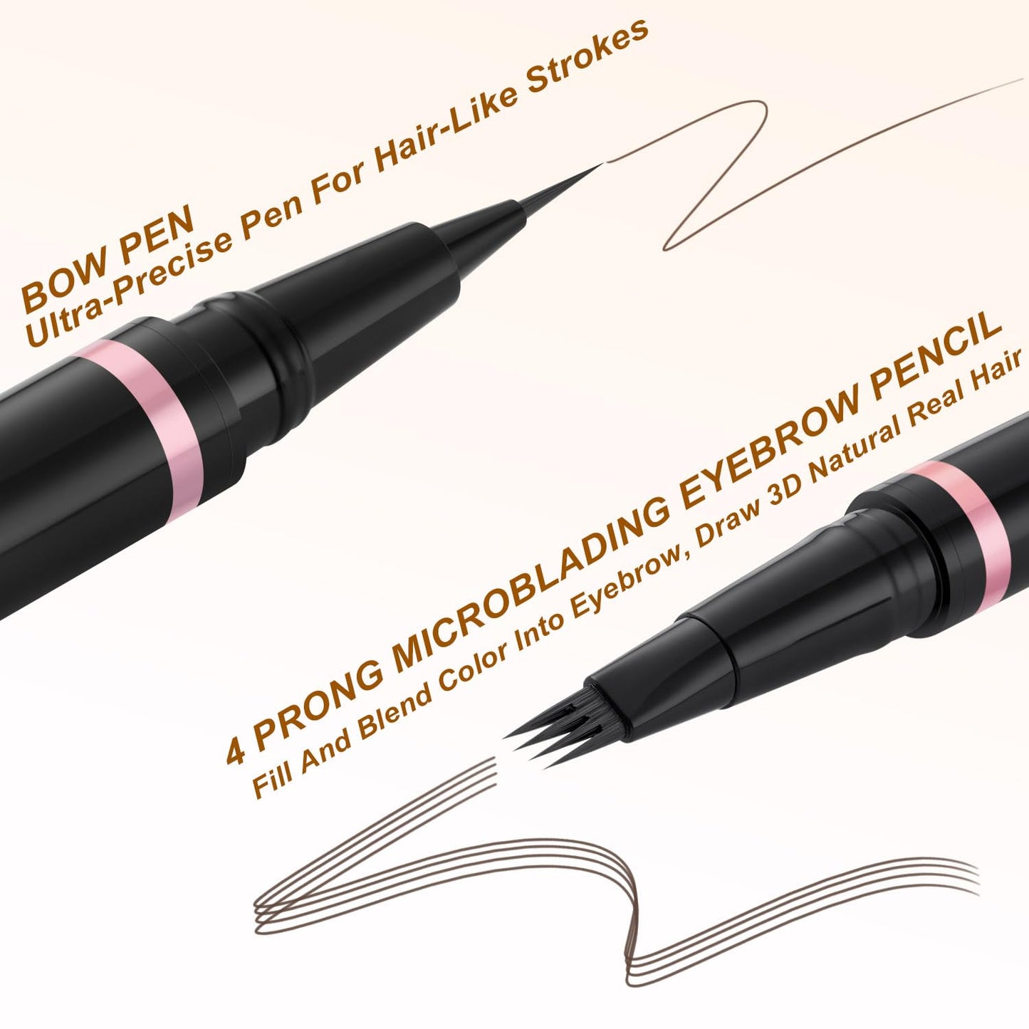 Eyebrow Pencil,2-in-1 Waterproof Eyebrow Pen with 4 Tip Brow Pen and Ultra-Precise Brow Pencil,with Dual-ended Eyebrow Brush,Eyebrow Makeup for Natural Looking Eyebrows-Dark Brunette