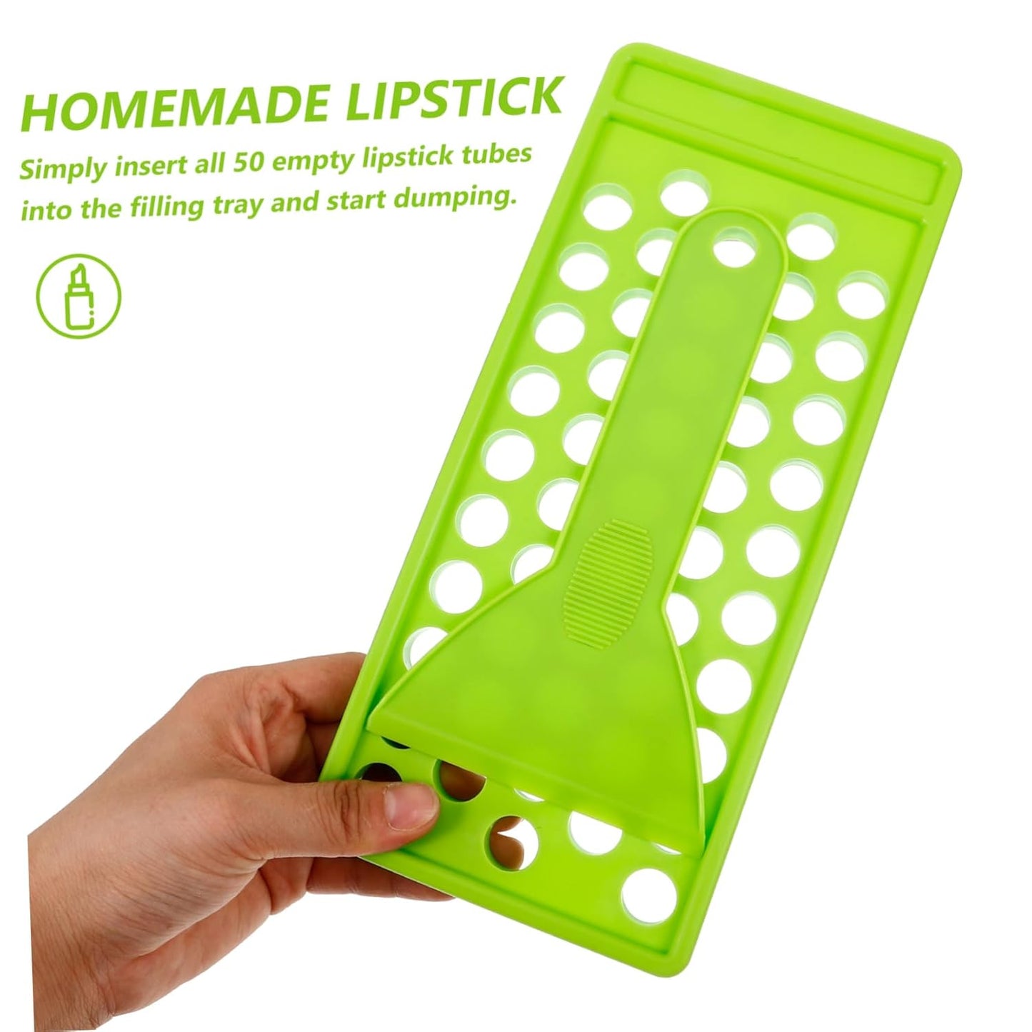 50 Lipstick Filling Mold Lip Balm Filling Spatula Lip Gloss Tray Labels for Tubes Lip Tubes Stand Tray Lip Balm Container Tray Lip Treatment Kit Diy Kit Supplies Manual Plastic