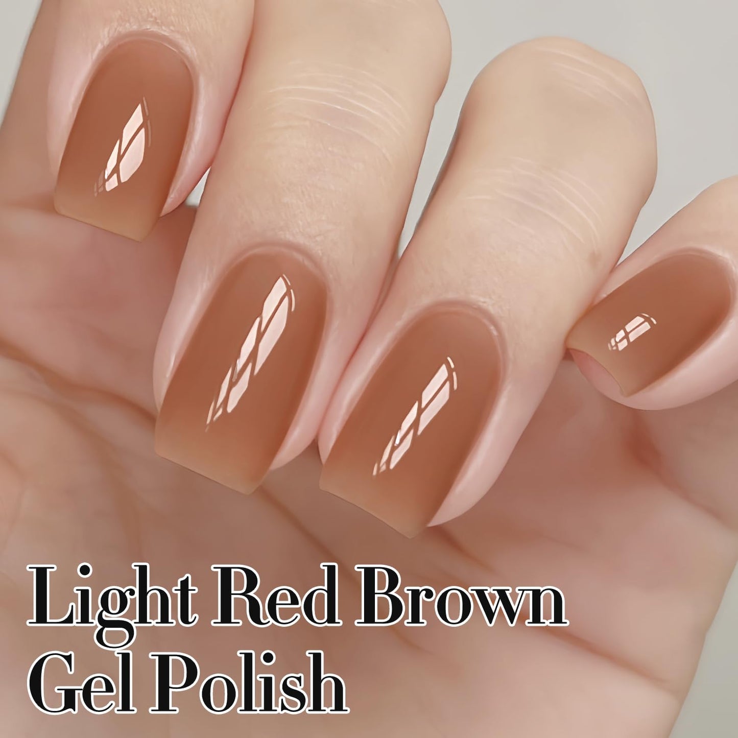 Double Rhythm 0.50 OZ Translucent Gel Polish Same Color Same Bottle Sheer Pastel Neutral Natural Milky 15 ML Jelly UV Nail Art DIY at Home (Light Brown-A1529)
