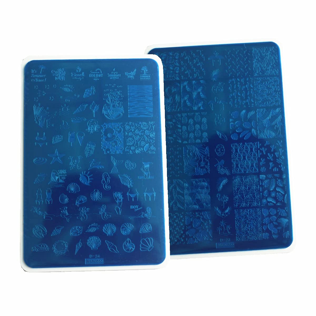 Summer Nail Art Stamping Plates Kit- 2pcs Mermaid Swan Nail Art Plate Templates Flamingo Flowers and Cute Ocean Animals Stamp Templates Set Nails DIY Design Gift for Women