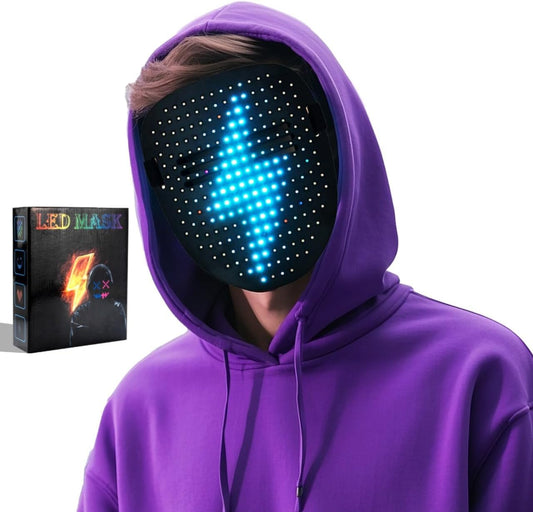 LED light mask with gesture sensing, unisex LED Halloween mask for costume role-playing party, masquerade ball