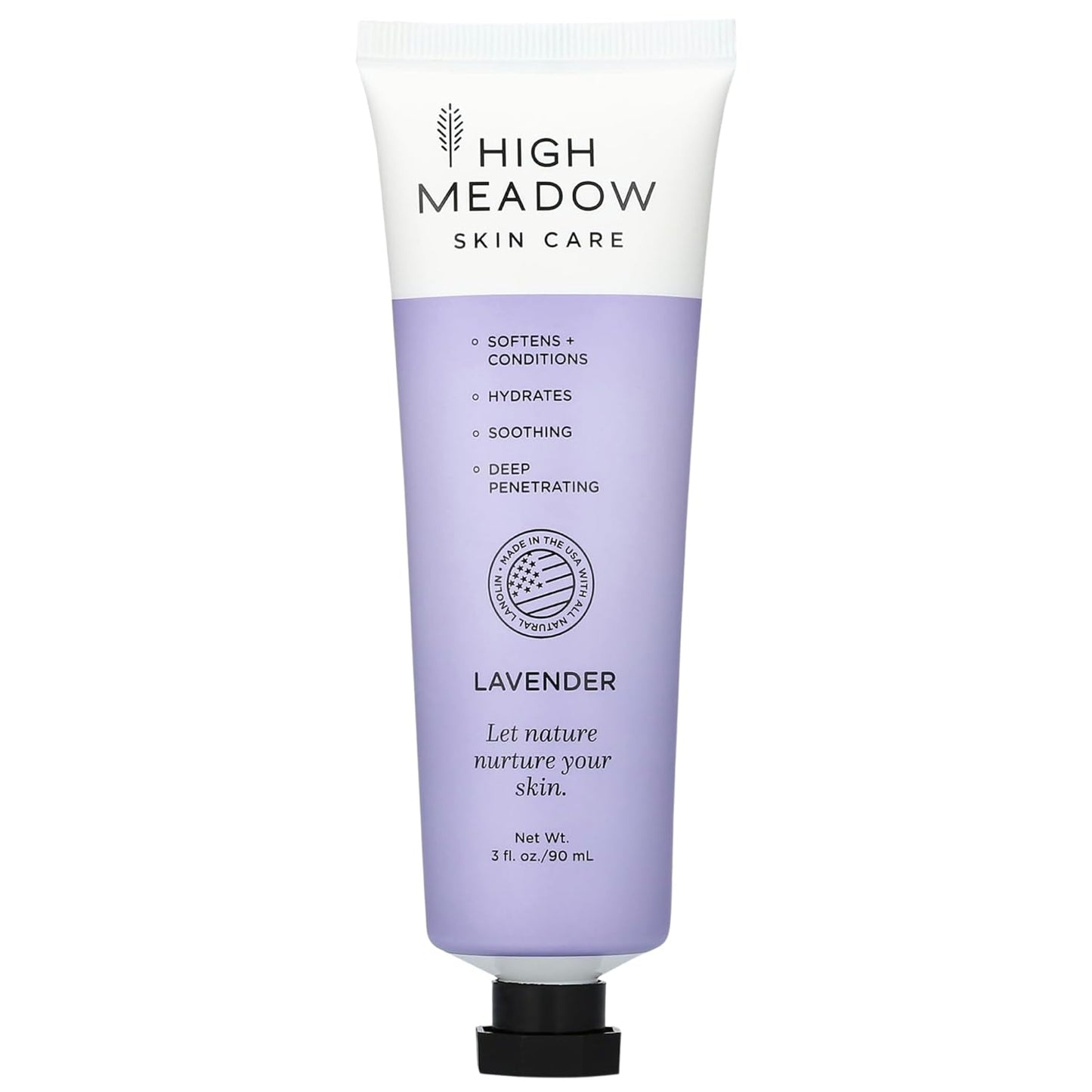High Meadow Lanolin Skin Cream - Deep Hydration Formula for Soft, Radiant Skin Care - Repairs Dry and Cracked Skin on Hands, Feet & Elbows - Multi-Purpose Soothing Lotion - 3.0 Oz Lavender Moisturizer