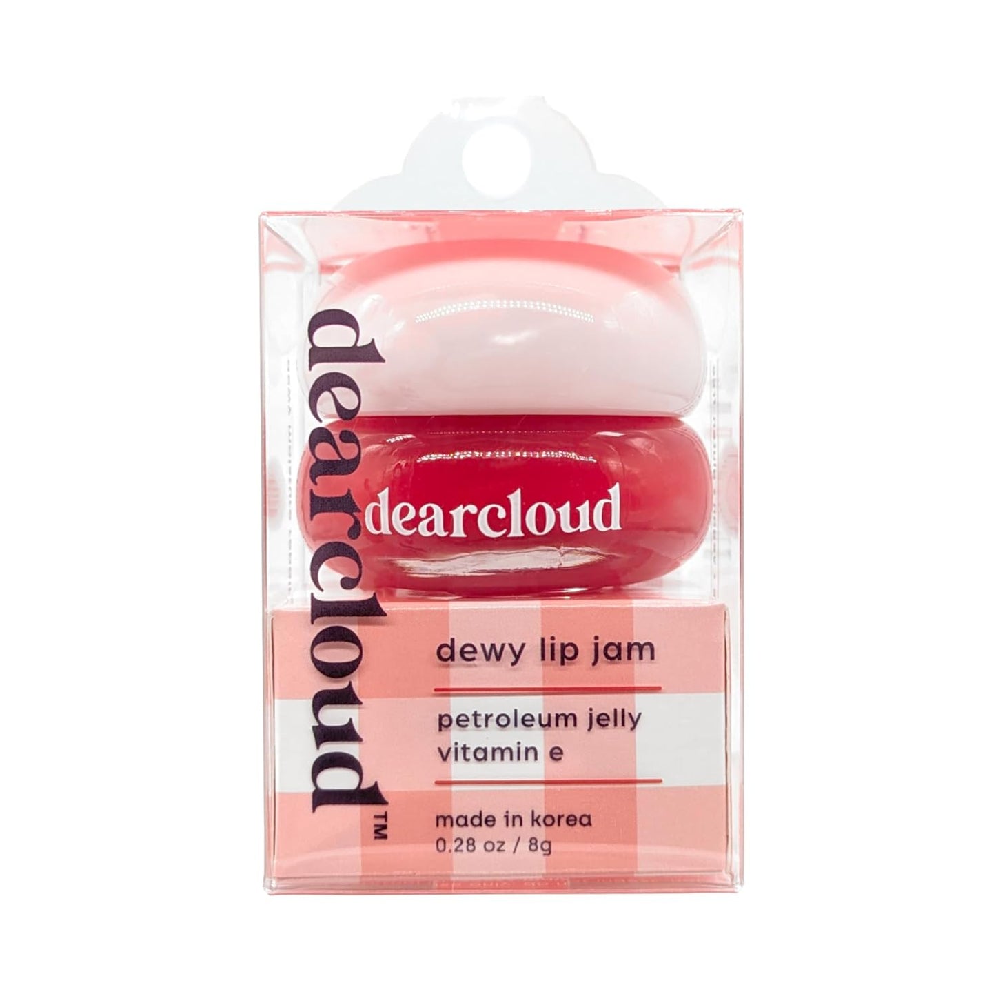 dearcloud Dewy Lip Jam – Hydrating Lip Balm & Gloss with Vitamin E, Korean Skincare (Deep Cherry)
