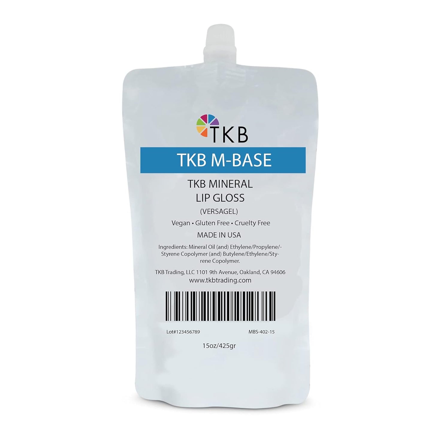 TKB Mineral Lip Gloss (M-Base) | Clear Versagel Base for DIY Lip Gloss, Made in USA (15 oz (425g))