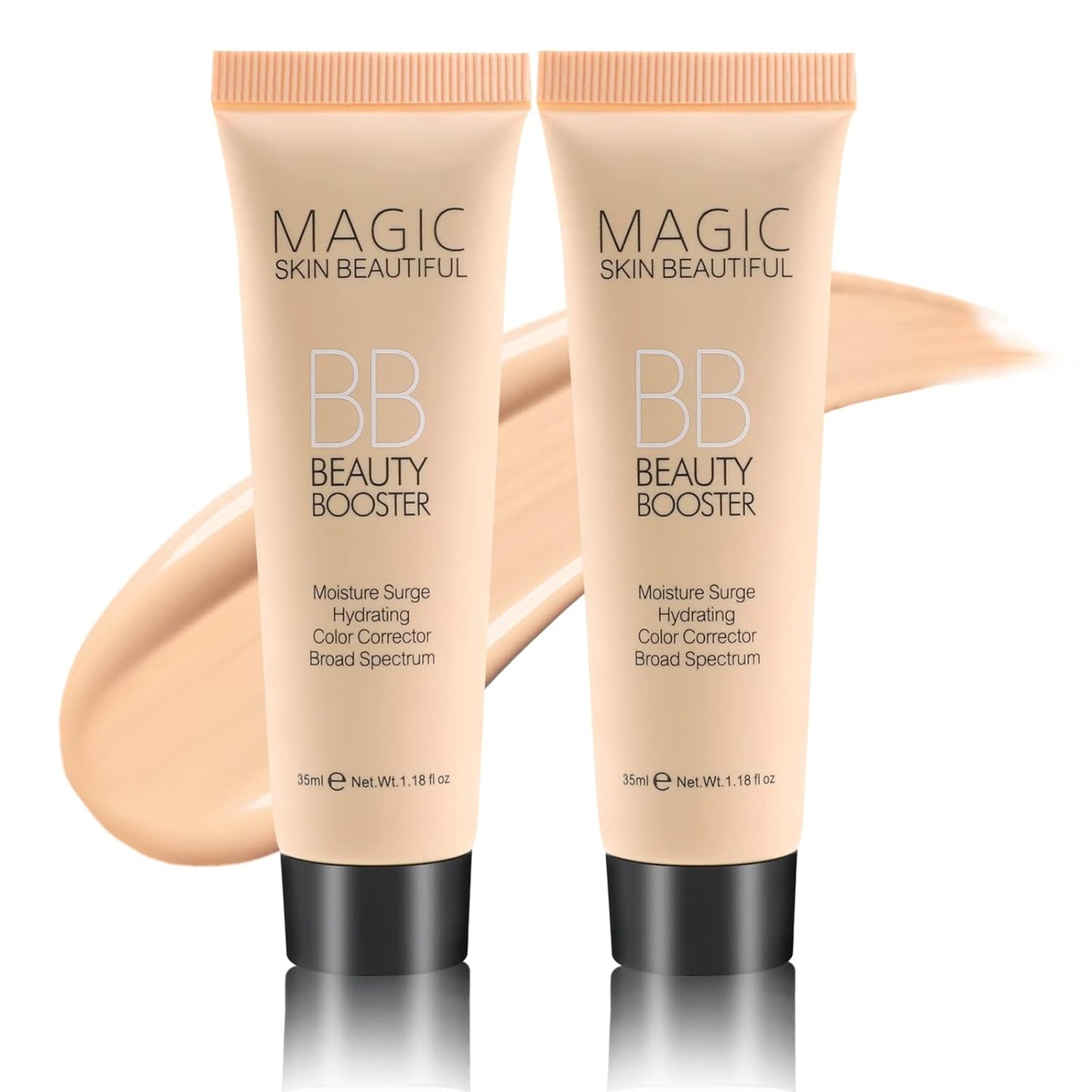 Boobeen Hydrating BB Cream, Full-Coverage Foundation & Concealer, Color Correcting Tinted Moisturizer BB Cream for All Skin Types - Evens Skin Tone (2 Pcs)