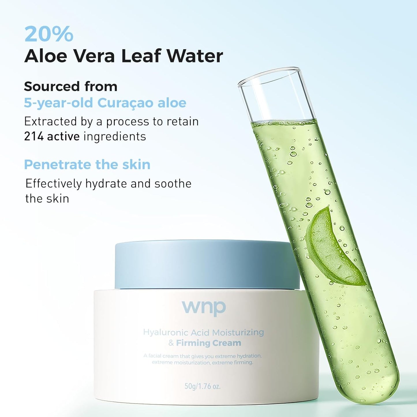 WNP Hyaluronic Acid Moisturizing & Firming Cream -4D Hyaluronic Acid, Aloe Vera,Peptides,Collagen,Ceramides Anti-Aging Face Moisturizer Vegan SkinCare for Fine Lines,Wrinkles Dry Sensitive Skin
