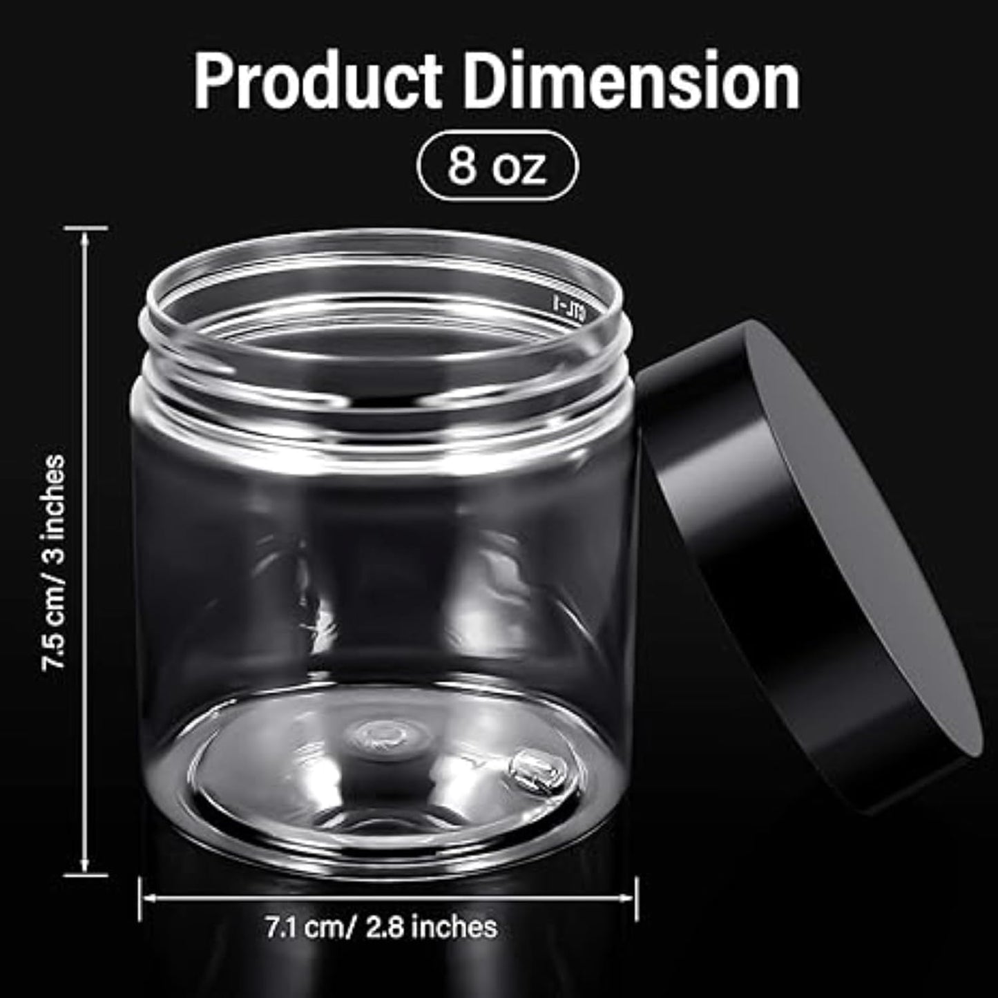 SATINIOR 36 Pieces 8 oz Plastic Jars with Lids Wide Mouth Airtight Reusable Container Acrylic Cosmetic Small Jars for Lotions Ointments Travel Toiletries Creams Make up Storage(Black)