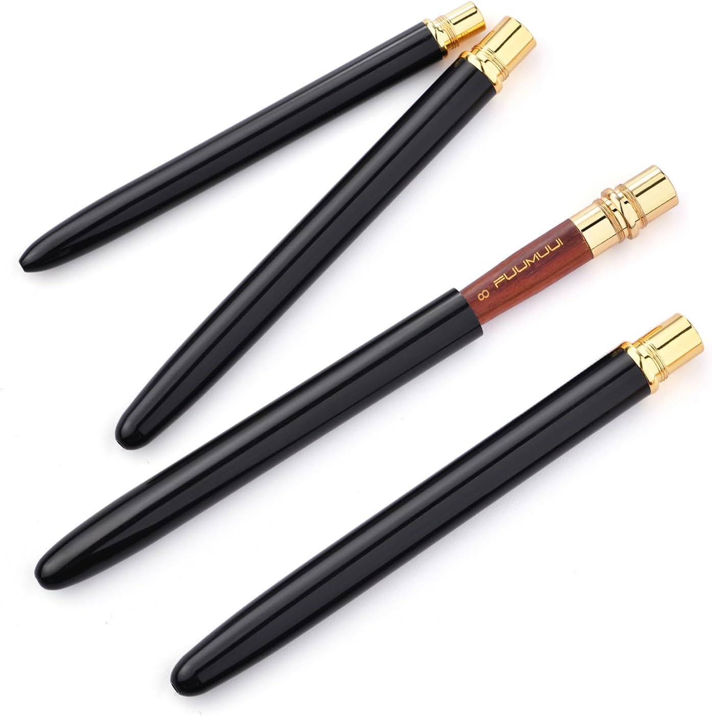 Fuumuui 4pcs Elegant Kolinsky Sable Watercolor Brushes - Travel Kit with Leather Pouch Perfect for Gouache Ink Painting