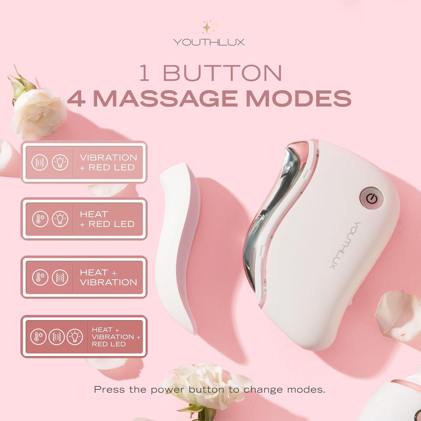 ProSculpt Heated Gua Sha Facial Massager – Electric Guasha Tool for Face Sculpting, Relaxation & Skincare | Soothing Vibration Facial Massage Tool with Contoured Design (White)