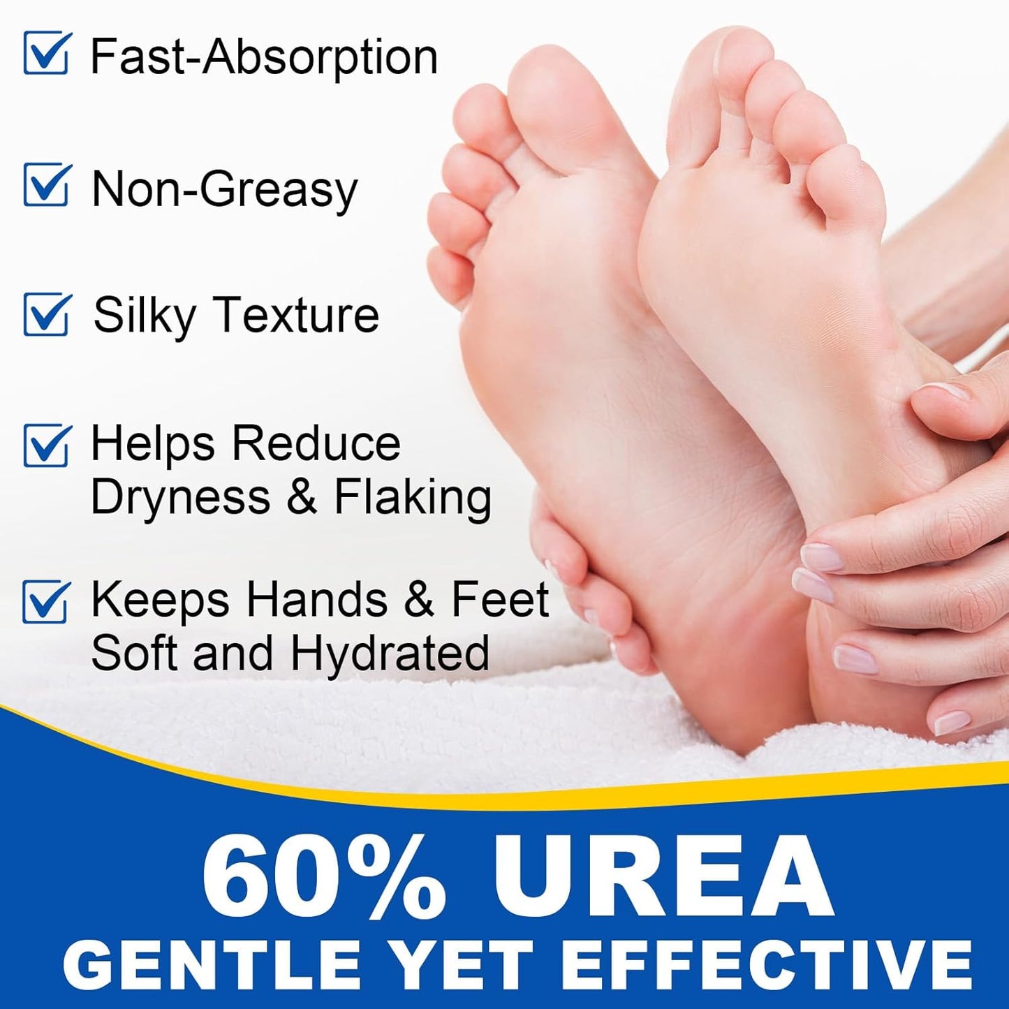 Urea Cream 60% Hydrating Foot Care Stick 2Pack, 1.41 Fl Oz Foot Cream Moisturizer for Dry Cracked Feet & Hands, Feet Lotion Fast Repairs Rough Heels, Callus Remover