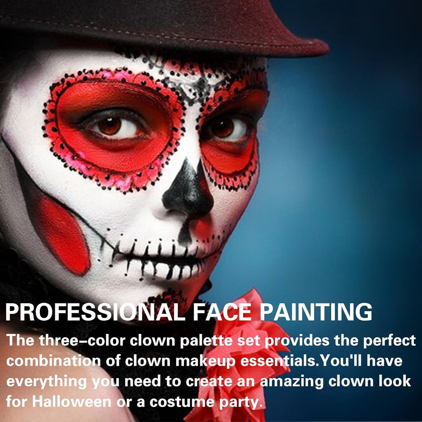 Clown Makeup Kit Black White Red Face Body Paint Palette Halloween Makeup Kit for Sfx Joker Zombie Cosplay Vampire Makeup