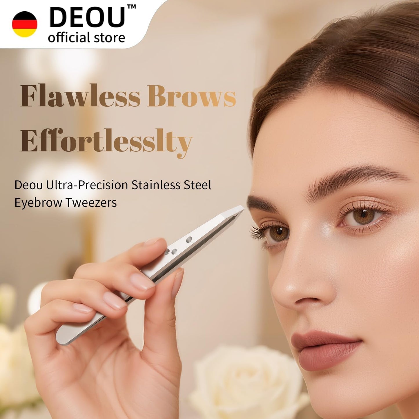 Professional Eyebrow Plucker & Tweezers - Stainless Steel Tool for Brow Shaping, Hair Removal & Precise Grooming, 9-Hole Non-Slip Grip, Unisex, Gift Box Included