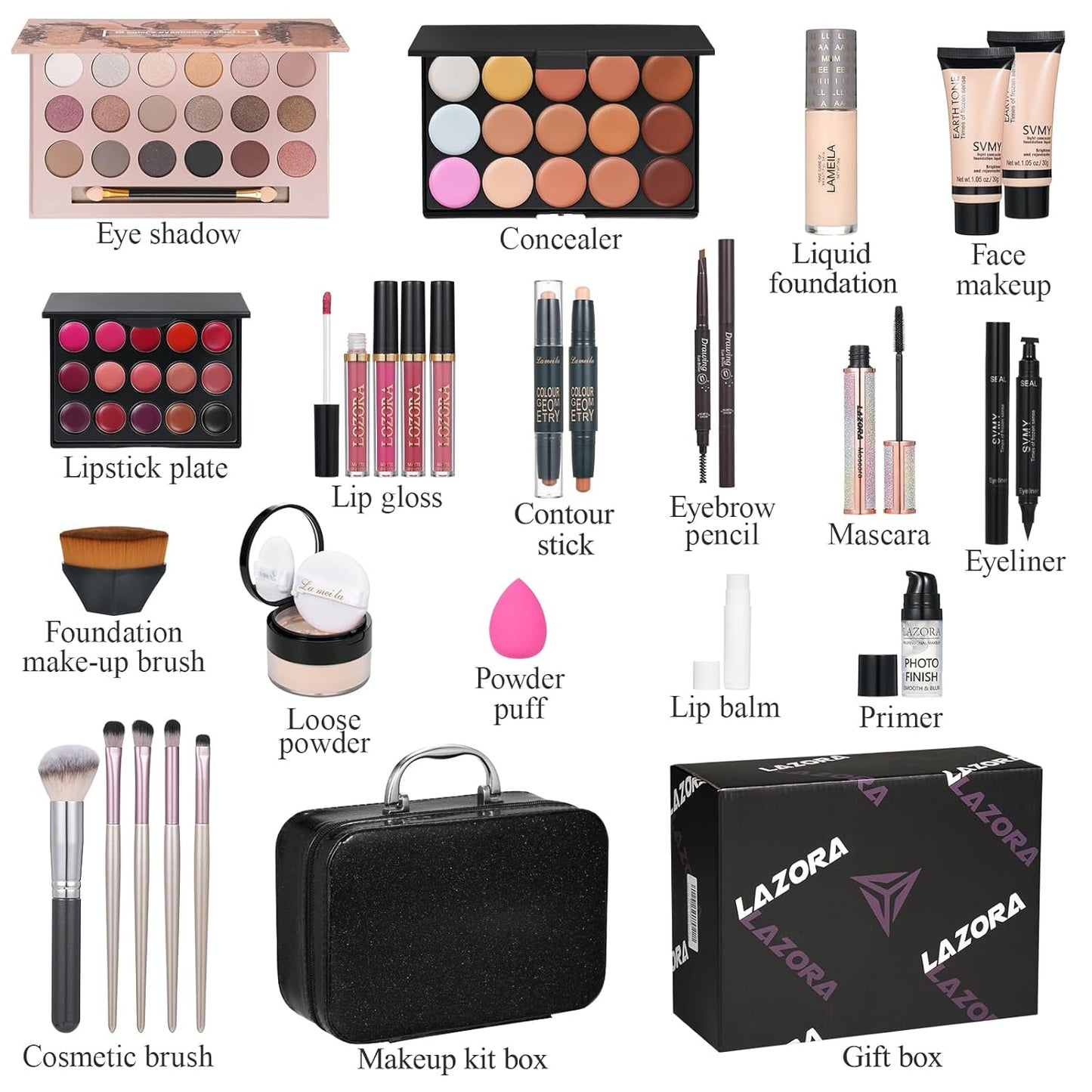 All in One Makeup Kit Makeup Kit for Women Full Kit Makeup Set Multipurpose Bundle Holiday Gift Box Essential Starter Bundle Include Full Makeup Kit for Women (Box3)