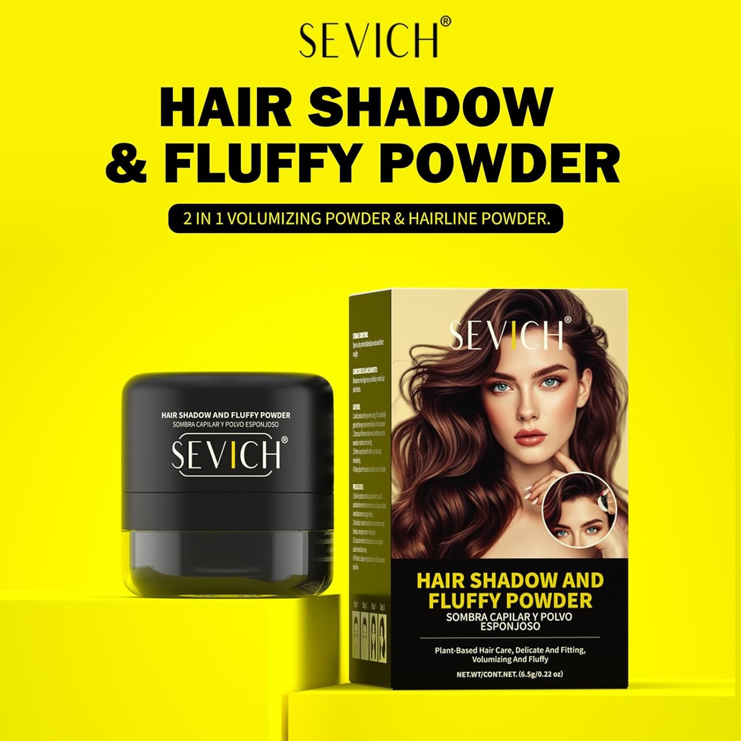 SEVICH 2-in-1 Hairline Powder & Volumizing Powder for Gray Coverage & Fluffy Roots – Oil-Absorbing, Natural-Looking, Travel-Friendly with Mirror – Black or Dark Grey(Random Color)