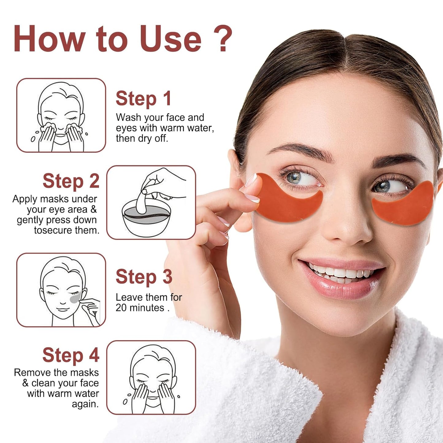 Eye Mask - 30 Pairs Caffeine Under Eye Patches Skin Care Products, Eye Masks Skincare for Dark Circles and Puffiness, Reduce Wrinkles, Eye Bags and Fine Lines, for Women and Man