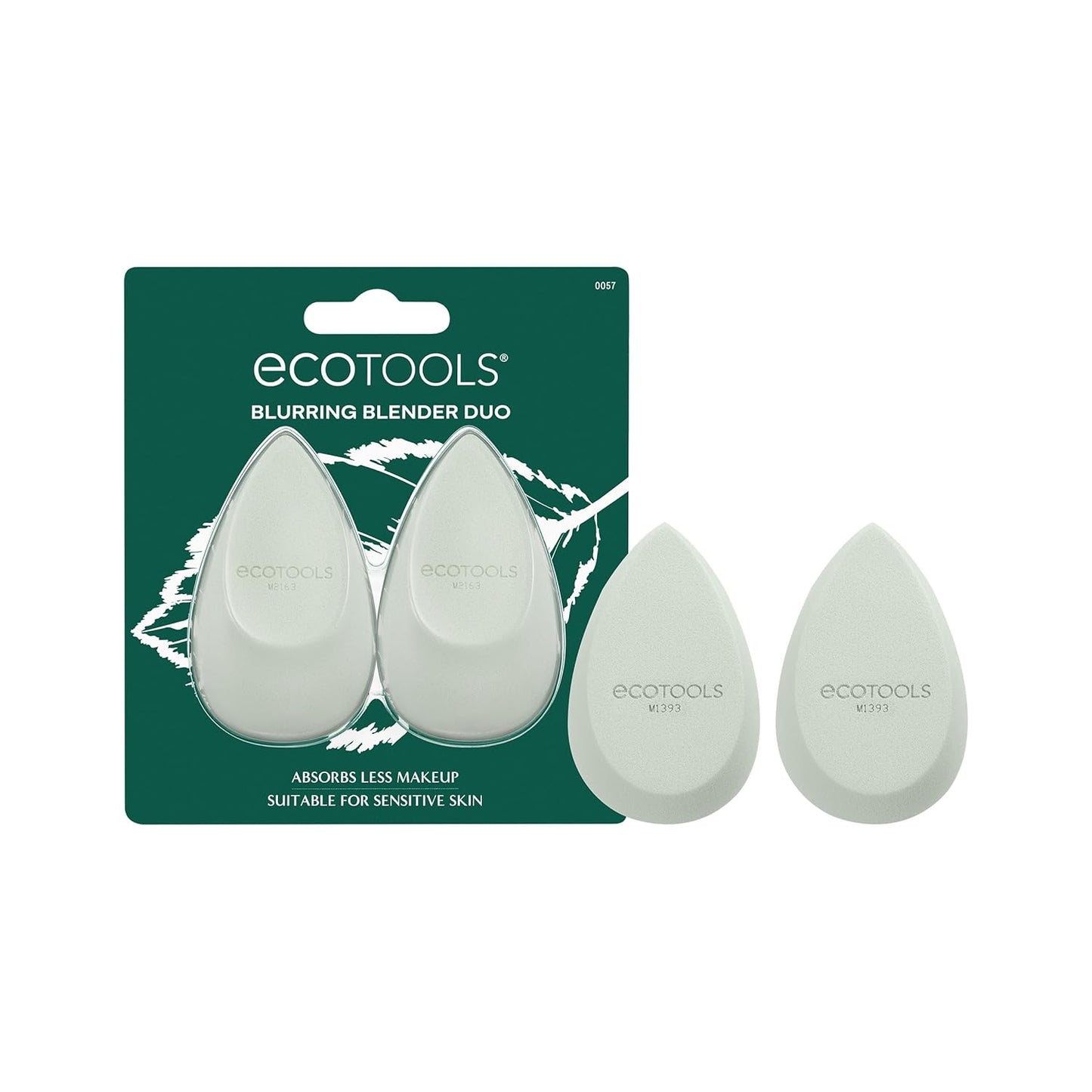 EcoTools Blurring Blender Makeup Sponge Duo, Makeup Blender Sponge For Blurred Skin, For Liquid & Cream Foundation, Cloud Coverage Memory Foam, Eco Friendly & Latex Free, Cruelty-Free & Vegan, 2 Count