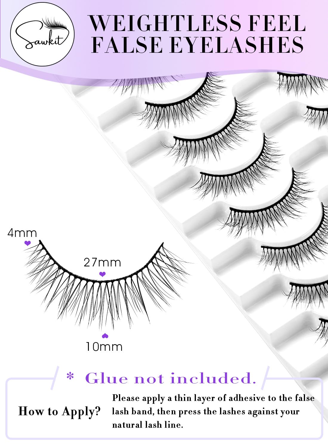 Classic Fake Eyelashes – 4-10mm Lash Extensions – Luxurious Natural Mink Lashes Eyelash Extensions – Comfortable and Easy to Apply – High-End Fiber Lashes for Superior Volume