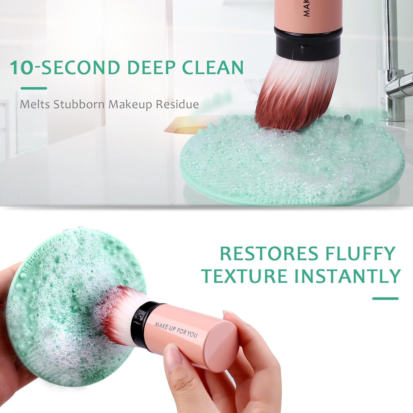 Norate Makeup Brush Cleaner, Make Up Brush Cleaner Solution + Makeup Brush Cleansing Pad, Brush Cleaner Mat for Brushes, Deep Clean Shampoo, Gentle Formula Cruelty Free, 2 Piece Set