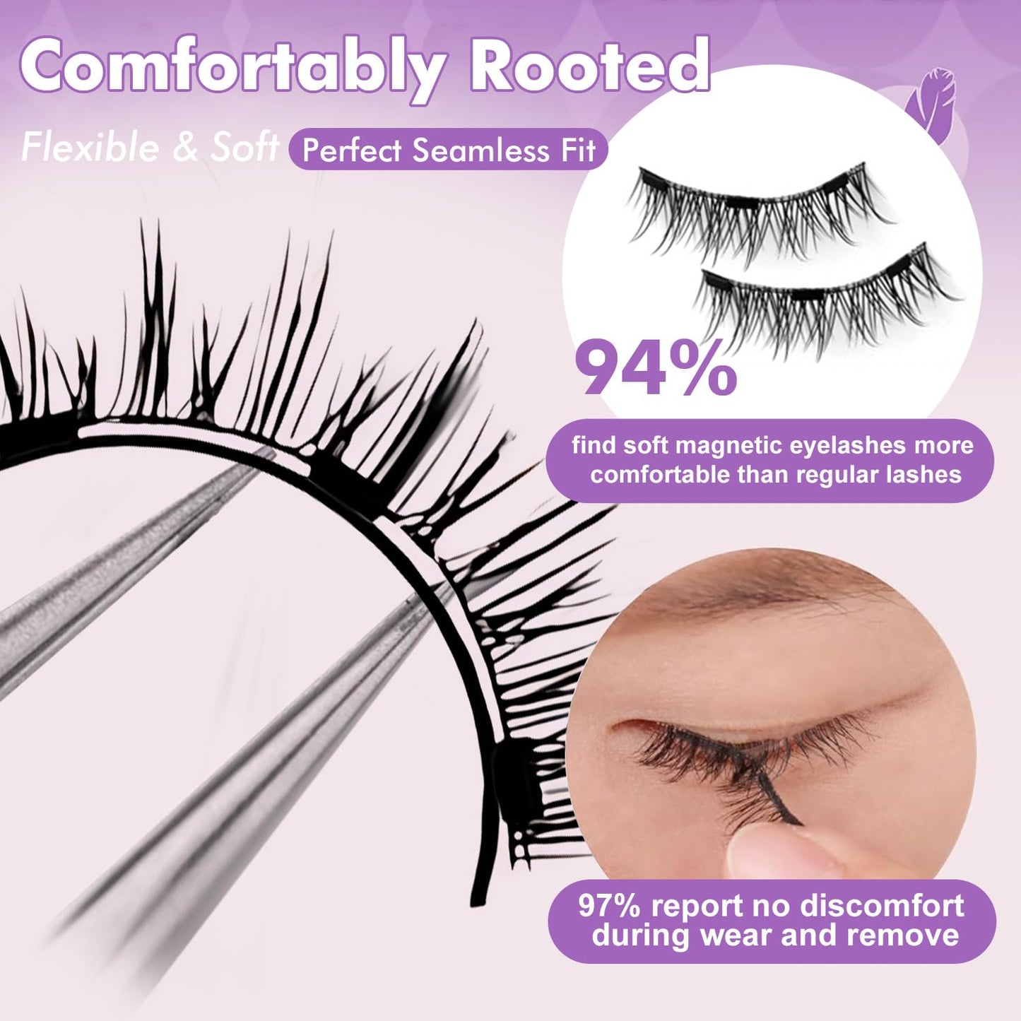 Elara Craft Magnetic Eyelashes with Applicator, Magnetic Eyelashes Natural Look,Reusable Magnet Lashes No Glue Needed Soft Lashes Kit(Fuller)