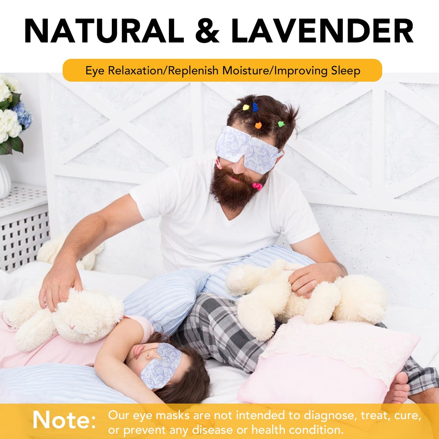 XPCARE 48 Pack Steam Eye Masks for Dry Eyes, Self Heated Steam Warm Eye Mask, Disposable Heated Eye Mask for Dark Circles, Puffy Eyes, Relief Stress Eye Fatigue（Chamomile）