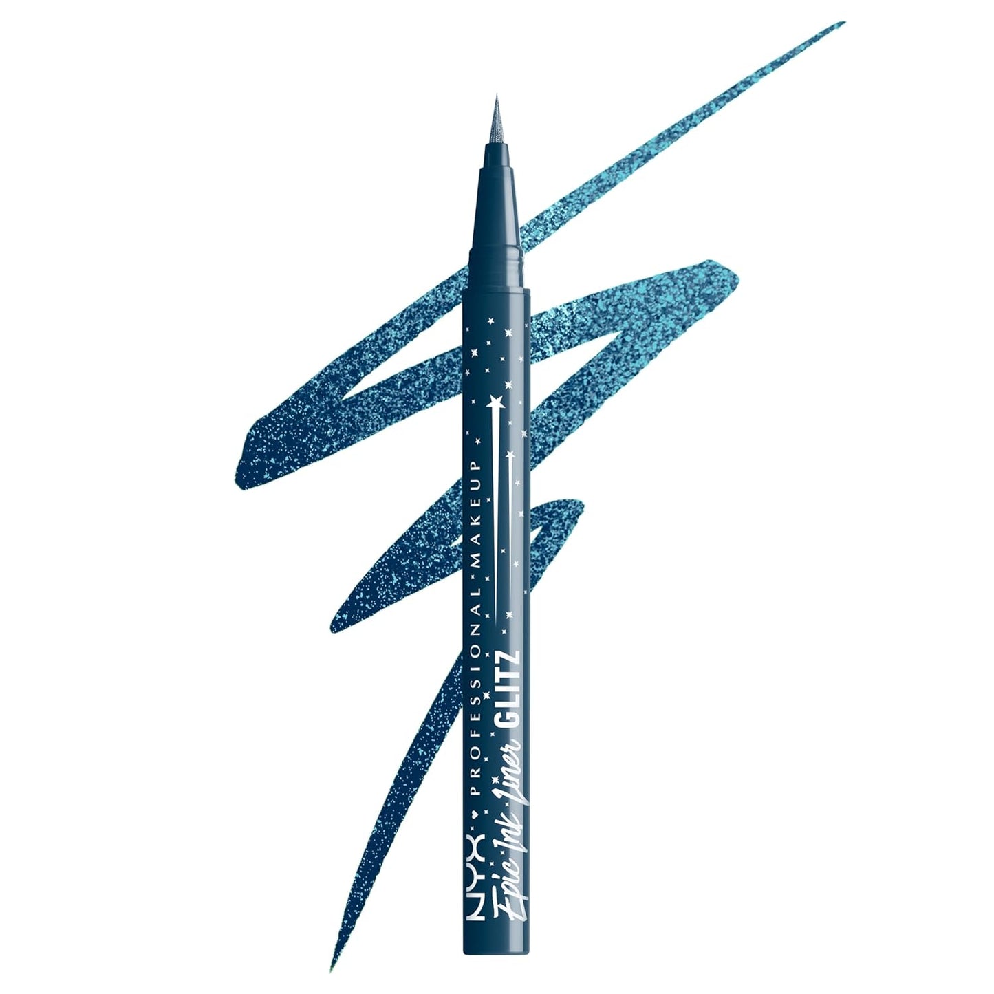 NYX PROFESSIONAL MAKEUP Epic Ink Glitz Liner, Waterproof Metallic Liquid Eyeliner with Vegan Formula - Denim Dazzle (Shimmer Deep Navy)