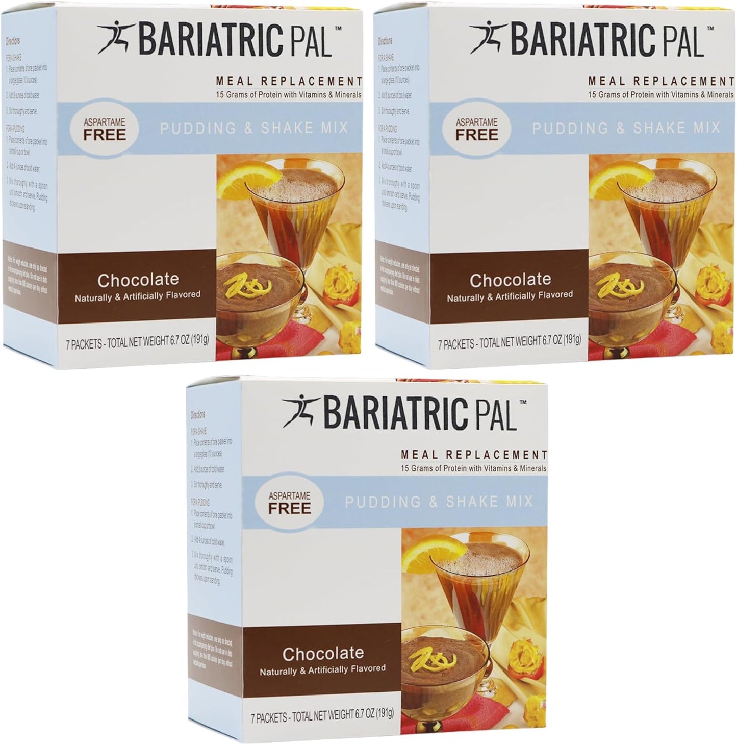 BariatricPal 15g Protein Shake or Pudding (Aspartame Free) - Chocolate Cream (3-Pack)