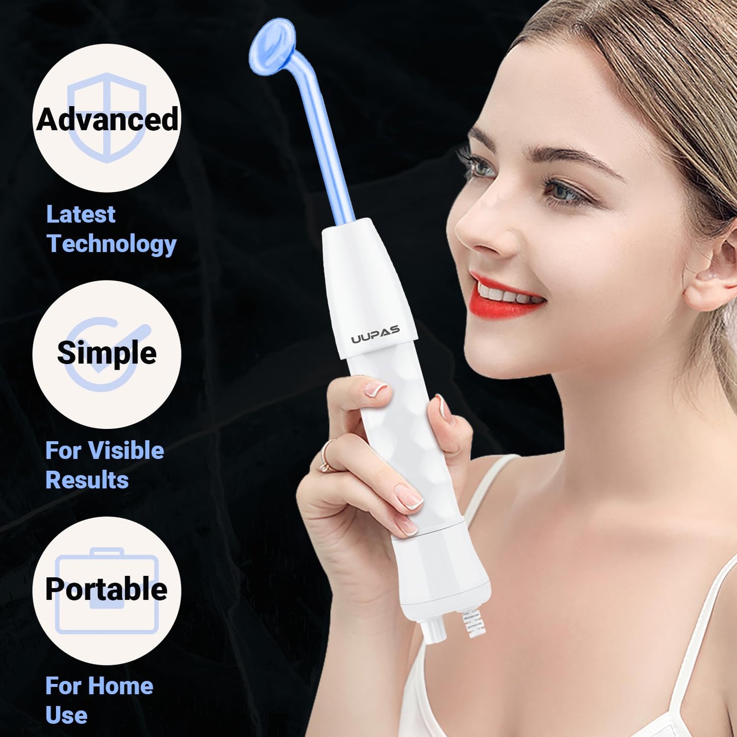 High Frequency Facial Wand - UUPAS Portable Handheld 4 in 1 Blue High Frequency Skin Facial Machine with 4 Pcs Different Blue Tubes for Home Use Face Device
