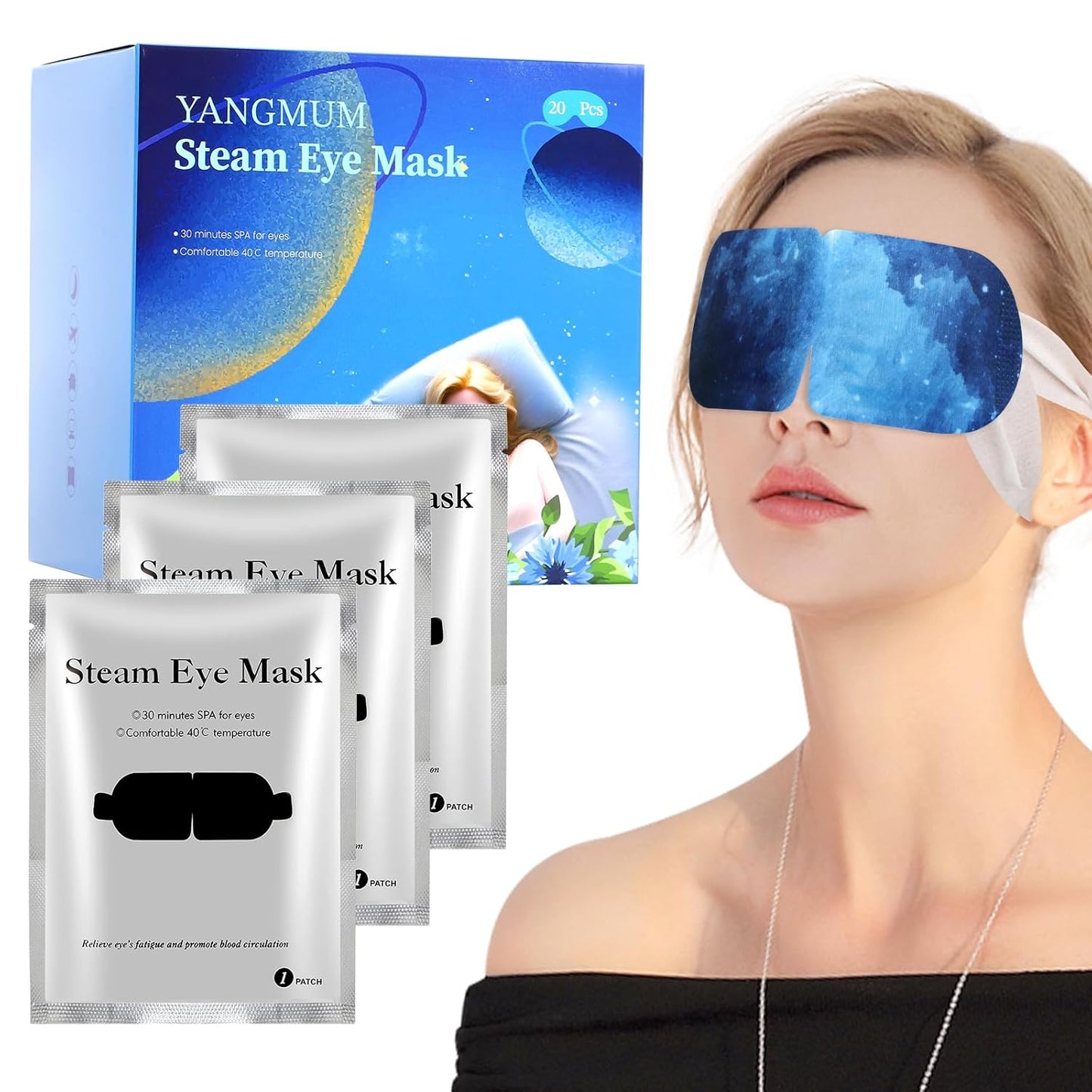 20 Packs Steam Eye Masks for Dry Eyes,Unscented Self Heating Eye Masks Soothing Tired Eyes, Disposable Sleep Masks Help Falling Asleep, Warm Compresses Relieve Dry Eyes and Relax Tired Eyes