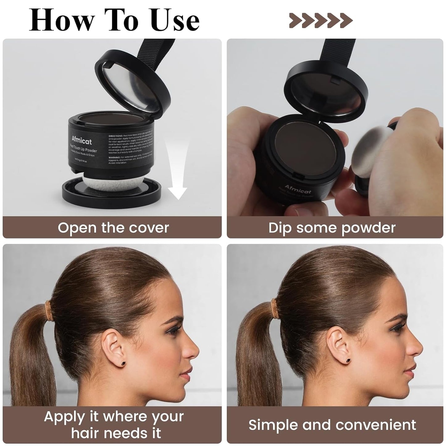 Instant Hairline Powder, Root Touch Up Hair Color for Gray Coverage and Thinning Hair, Root Cover Up Conceals Hair Loss & Bald Spots, Natural and Non-Greasy Hair Color for Women & Men, Dark-Brown