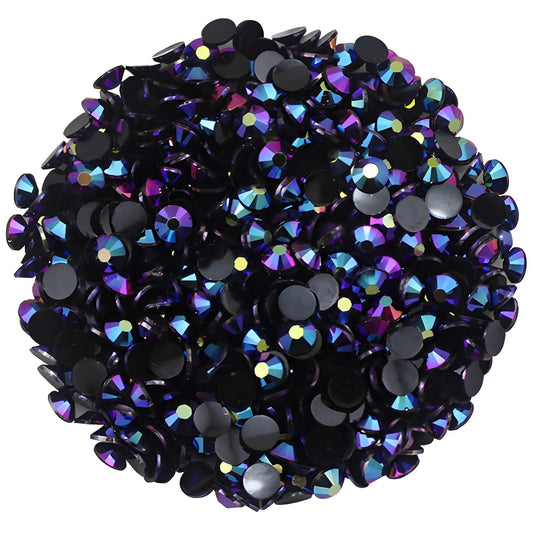 2250 Pcs SS16 4mm AB Flatback Rhinestones for Nails Art Crafts Glitter Round Shine Gems Crystals DIY Clothes Shoes （Black-Bottom Purple Red AB）