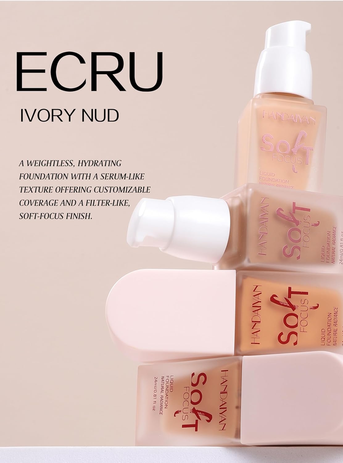 Soft Focus Deep Liquid Concealer Foundation, Lightweight Hydrating High Coverage, 24h Longwearing, No Touch-ups, Even Tone & Blurs, Waterproof Matte Finish Liquid Concealer for Women, 09