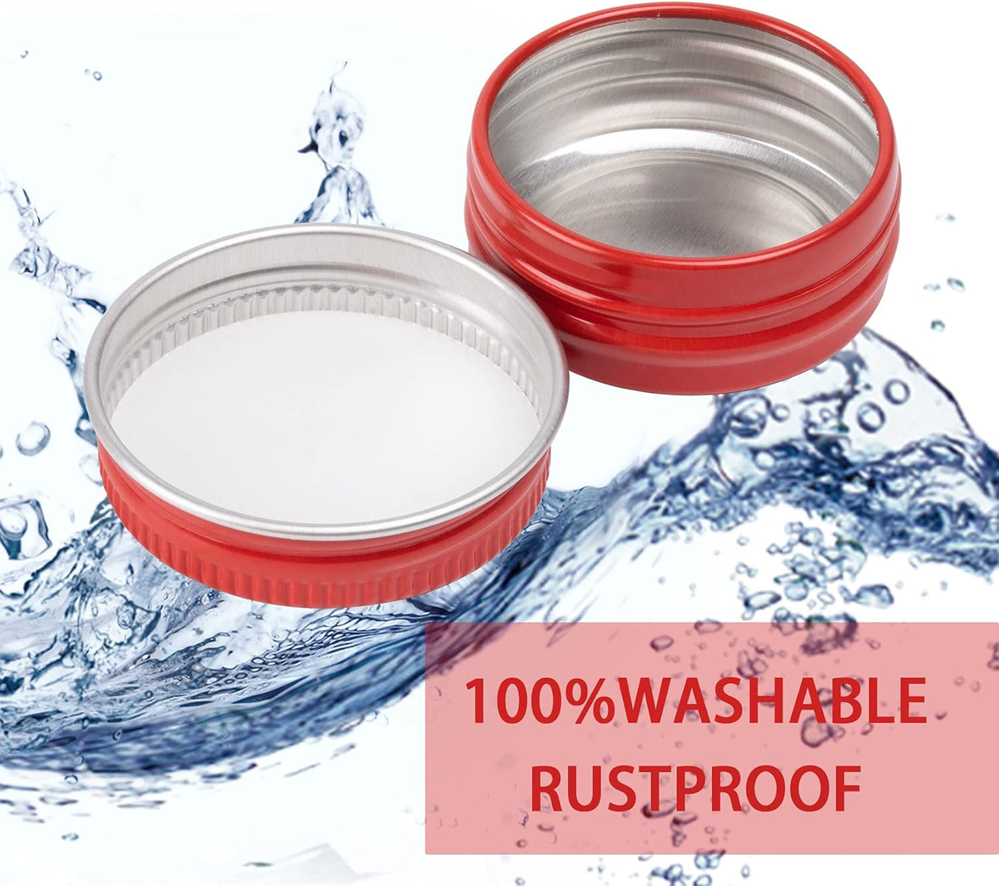 0.5 oz Screw Top Aluminum Tin Jar with Screw Lid and Blank Labels (Red - Pack of 32)