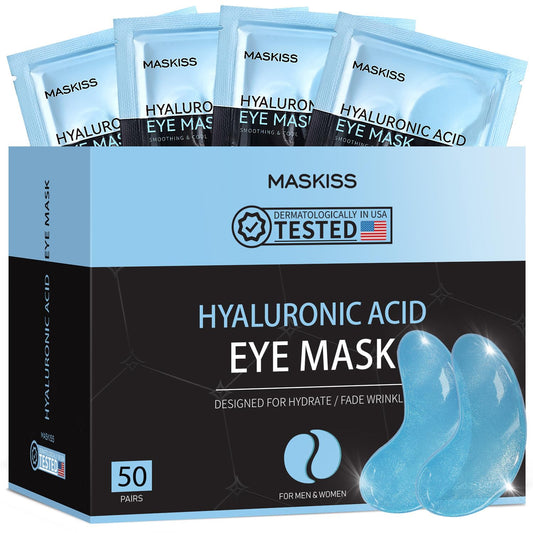 Under Eye Patches (50 Pairs), Hyaluronic Acid Eye Masks for Dark Circles Puffy Eyes Undereye Bags, Collagen Eye Patches for Wrinkles and Hydrate, Skin Care Gift for Her