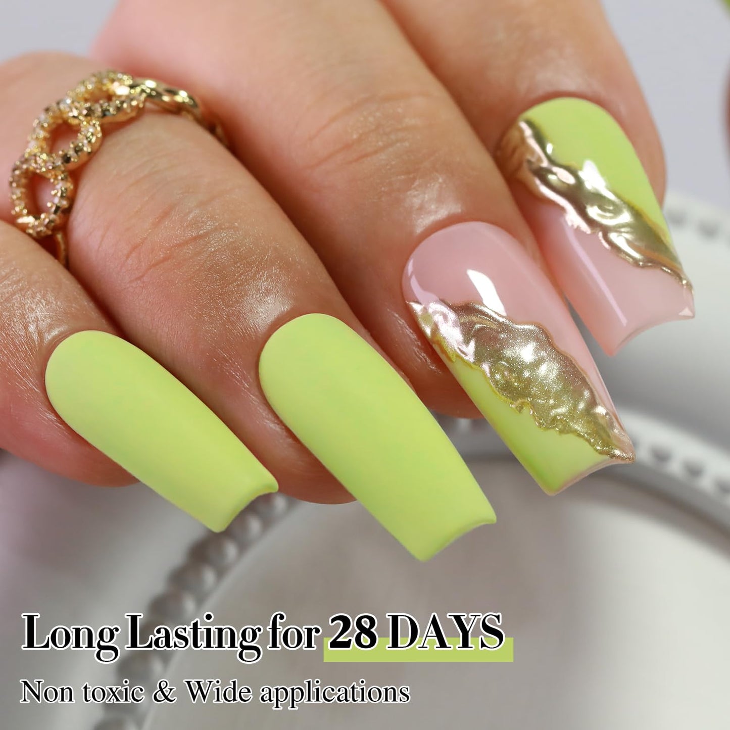 Double Rhythm Pastel Green Gel Polish Sheer Neutral Natural Light Milky Same Color Same Bottle 15ML Jelly UV Nail Art DIY at Home (Pale Green-A1410)