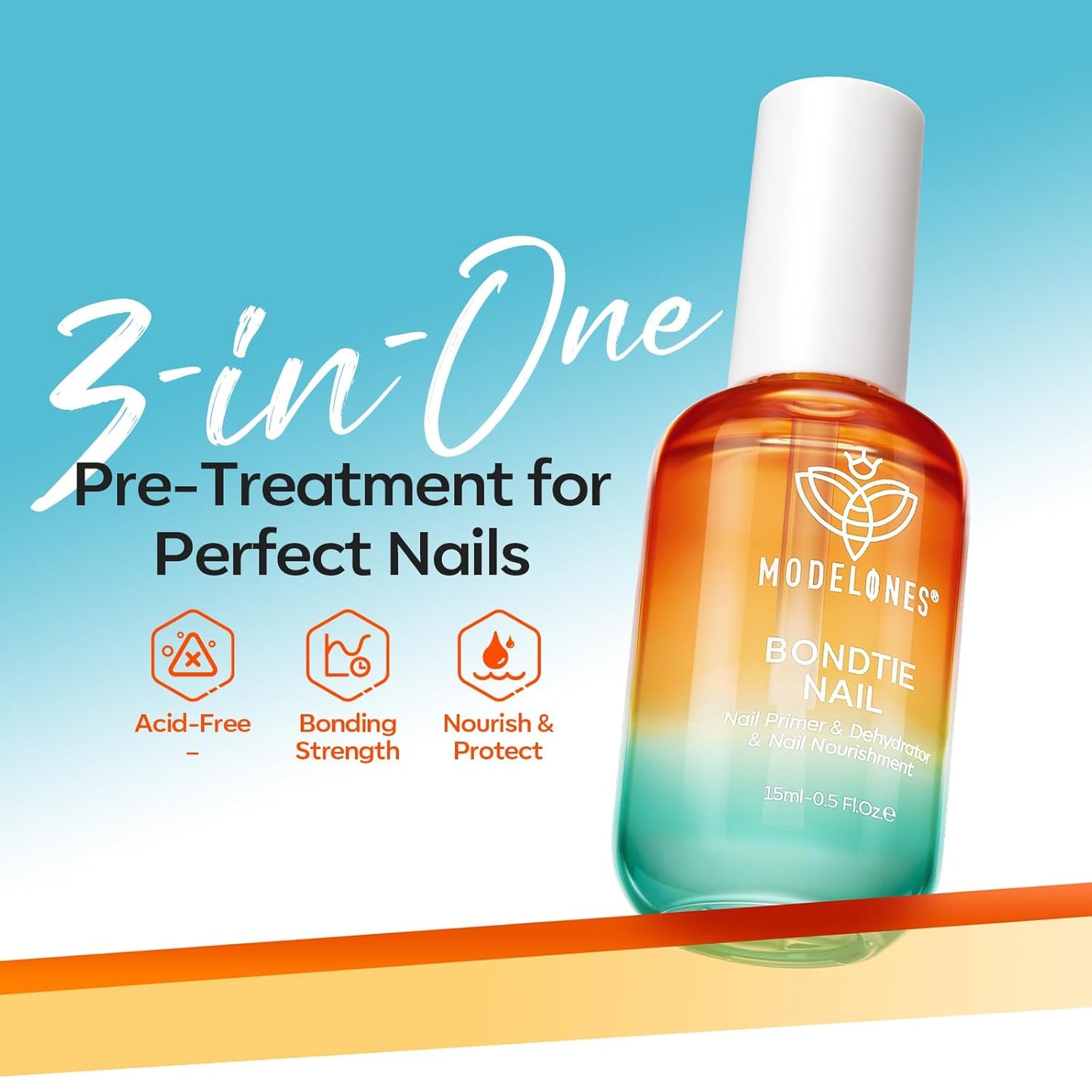 modelones Nail Dehydrator and Primer, 3-in-One Vitamin A+ E & Keratin Nourishing Prep for Nail Glue Acrylic & Gel Nails