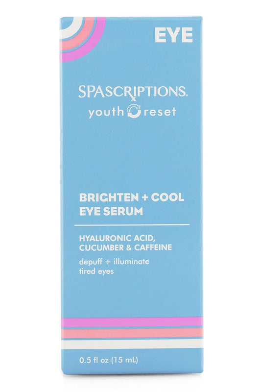 Brighten + Cool Eye Serum with Hyaluronic Acid, Cucumber & Caffeine to Depuff Eyes and Roller Ball Applicator to Improve Lymphatic Drainage - 0.5 fl oz