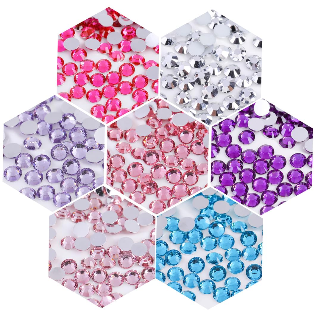 500 Pieces SS30 6mm Flatback Rhinestones Clear Glass Round Gems Crystals for Nail Art DIY Crafts Clothes Shoes Bags （Grape Purple）