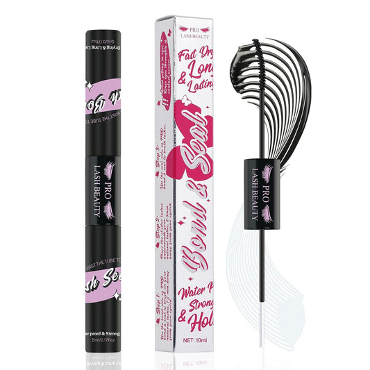 Lash Bond and Seal Cluster Lash Glue & Seal Waterproof Cluster Lash Glue for DIY Eyelash Extensions Waterproof Strong Hold (10ml, Black Bond & Clear Seal)