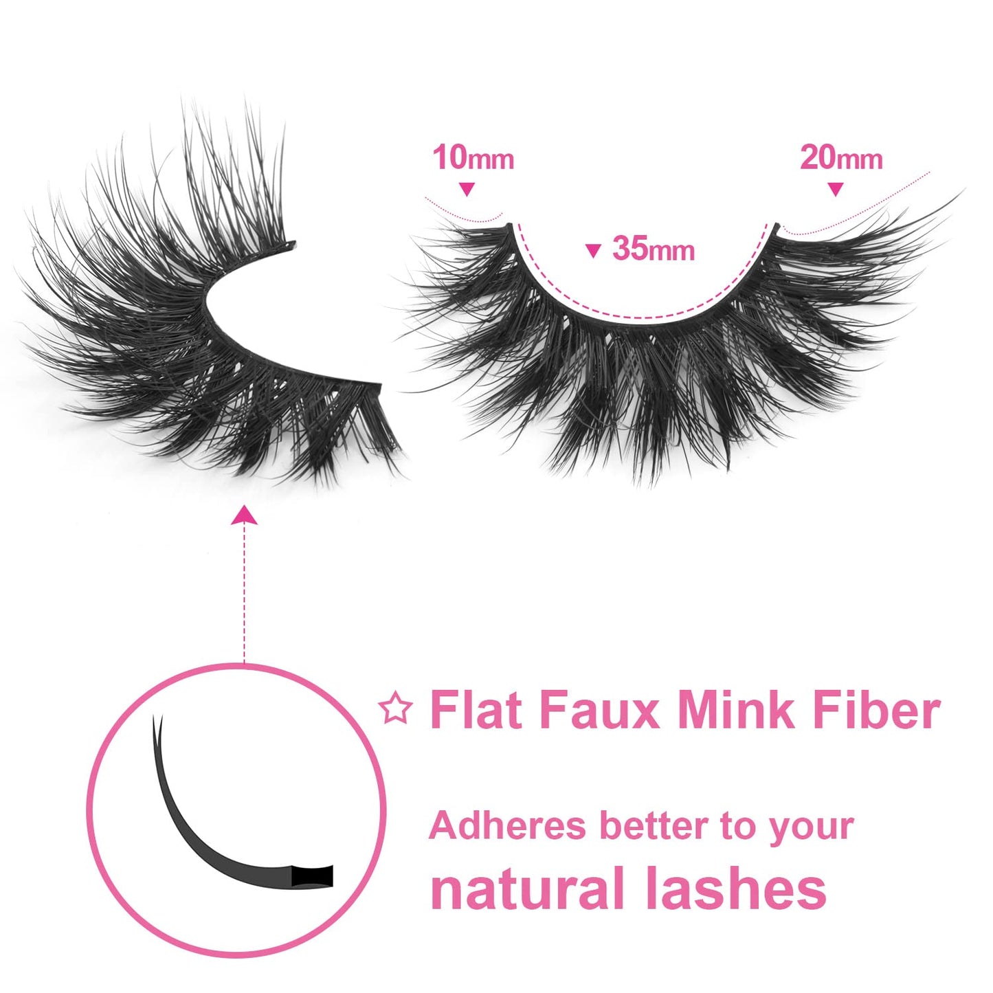 Lashes Flat Faux Mink Eyelashes 20mm Long False Eyelashes Dramatic Cat Eye Eyelashes Wispy 3D Crossed Thick Fox Eyelashes Extensions Strip Lashes Pack by Kiromiro